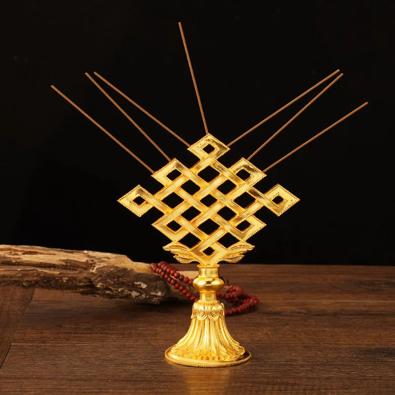 18cm Alloy Metal Auspicious Chinese Knot Creative Home Putting Home Office Car Decorate Insert Incense Burner
