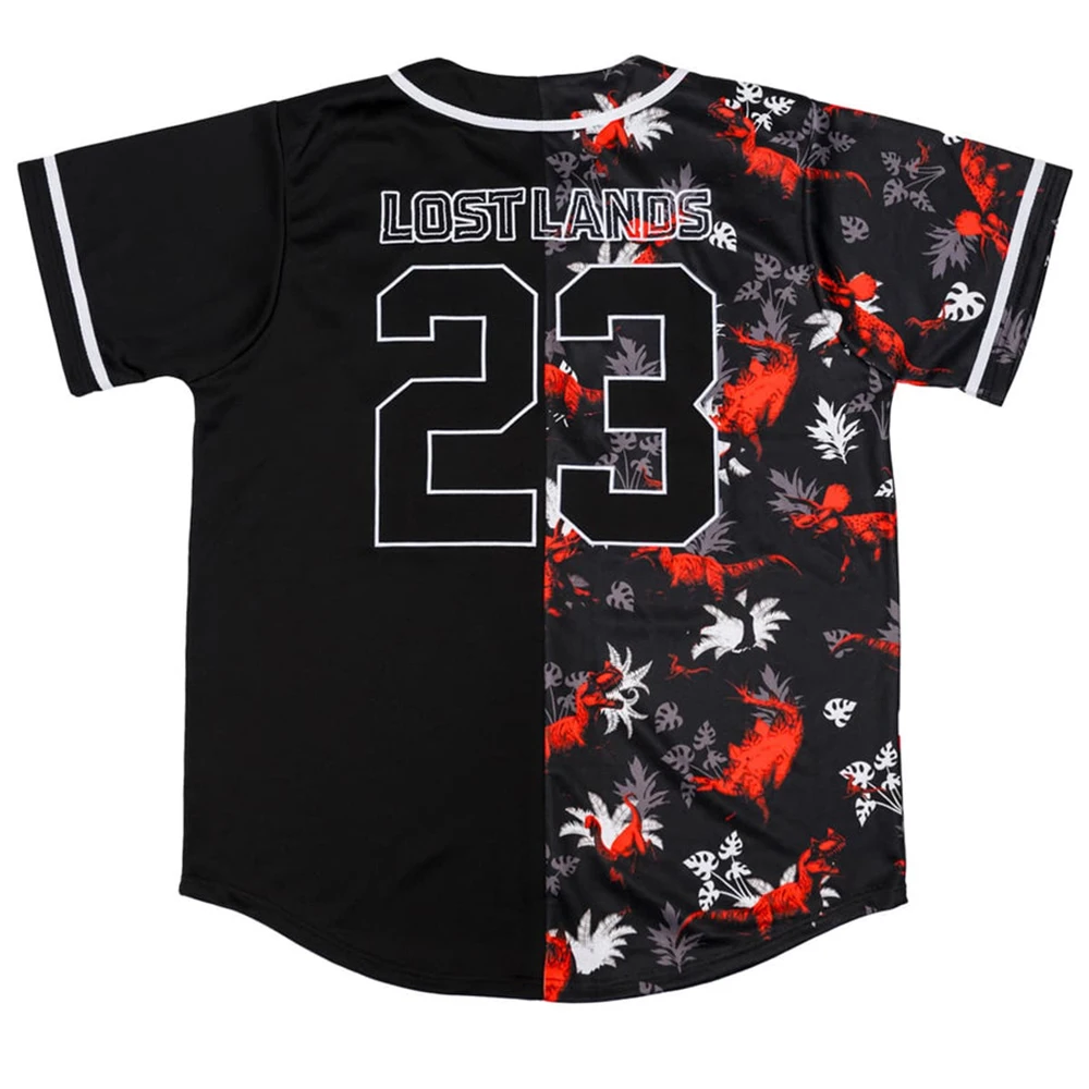 Excision 23 LOST LANDS SPLIT BASEBALL JERSEY Harajuku Thin button Baseball Uniform Men/Women Baseball Jersey