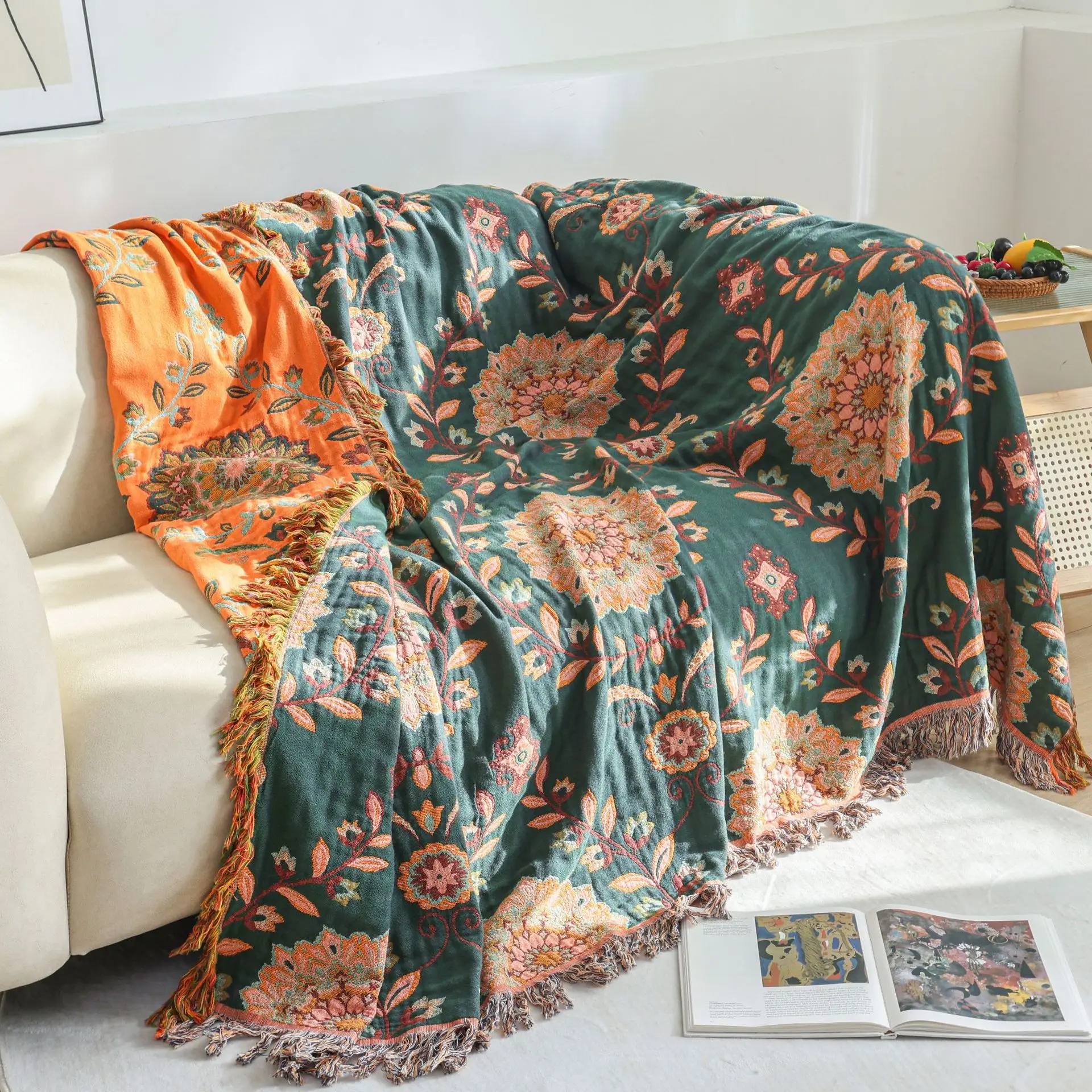 New Cotton Gauze Lightweight Throw Blanket | Summer AC-Friendly Sofa Cover | 3-in-1 Bedspread for Nap/Couch/Hotel Decor Quilt