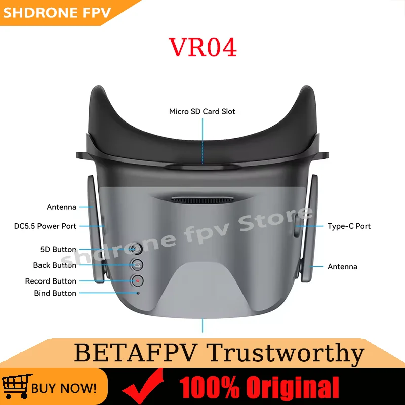 BETAFPV VR04 Analog FPV Goggles 4.3 Inch 800*480 Resolution 48Channel Power Flexibility for RC Drone