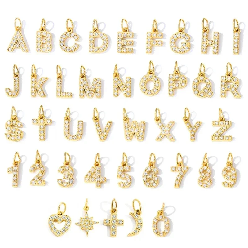 Stainless Steel Letter DIY 26 Initial Pendant for Women Zircon Alphabet Charms for Jewelry Making Customizable Name Accessories