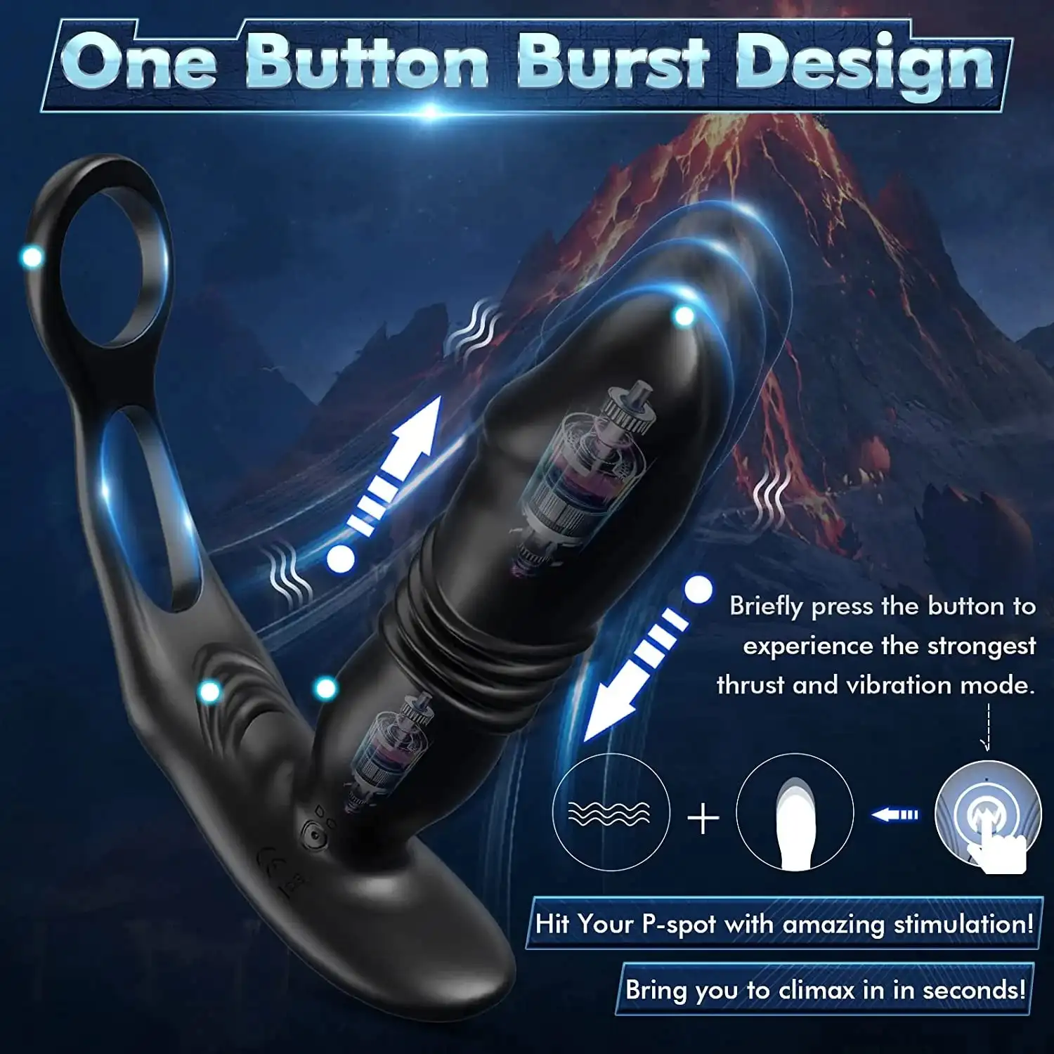 HESEKS 3 in 1 Anal Vibrator Thrusting Prostate Stimulator Massager Delay Ejaculation Penis Ring Anal Butt Plug Sex Toys for Men