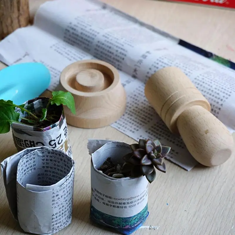 Newspaper Pot Maker DIY Wooden Paper Pot Maker For Nursery Newspaper Pot Maker Seedling Paper Flower Pot Maker For Gardening