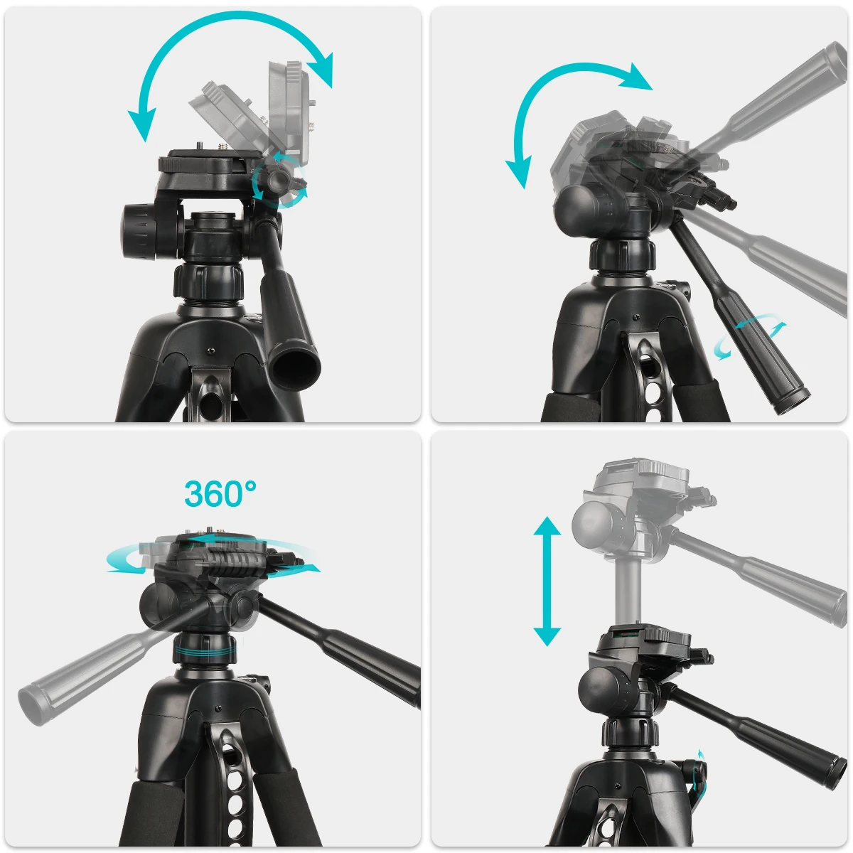 Imagem -06 - Decteam-multi-function Travel Câmera Tripé Nível Laser Ajustável 3-way Cabeça Giratória Pan Nível de Bolha 57 146cm