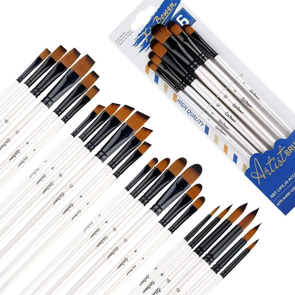 

Wooden Handle Watercolor Painting Brushes Practical Nylon Watercolor Brush Portable Professional Acrylic and Oil Brushes