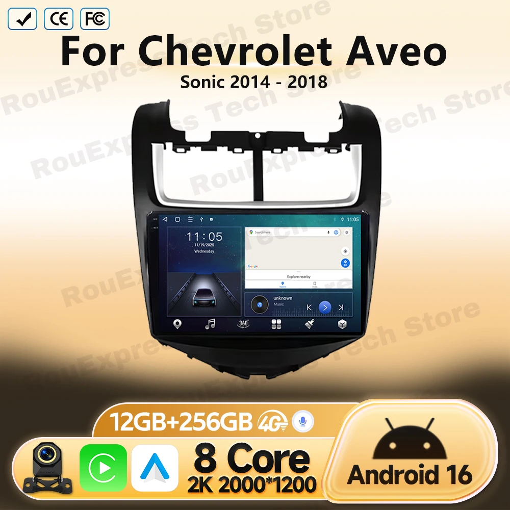 Car Radio For Chevrolet Aveo Sonic 2014 2015 2016 2017 2018 Android GPS Navigation Multimedia Video Player Stereo Head Unit 4G