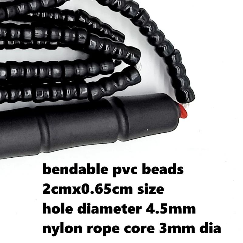 NEVERTOOLATE NO LOGO PVC beads long handle PURE BLACK  BEADED ROPE 3 meter skipping rope soft PVC beads adult skill tricks