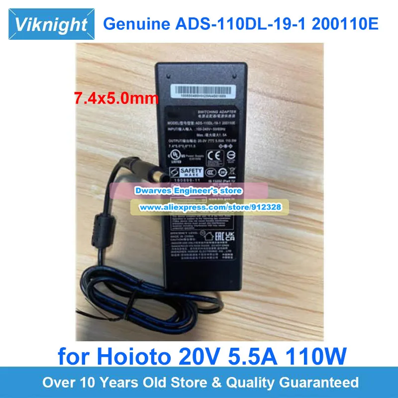 Genuine Hoioto ADS-110DL-19-1 200110E Switching Adapter 20V 5.5A 110W Power Supply 7.4x5.0mm