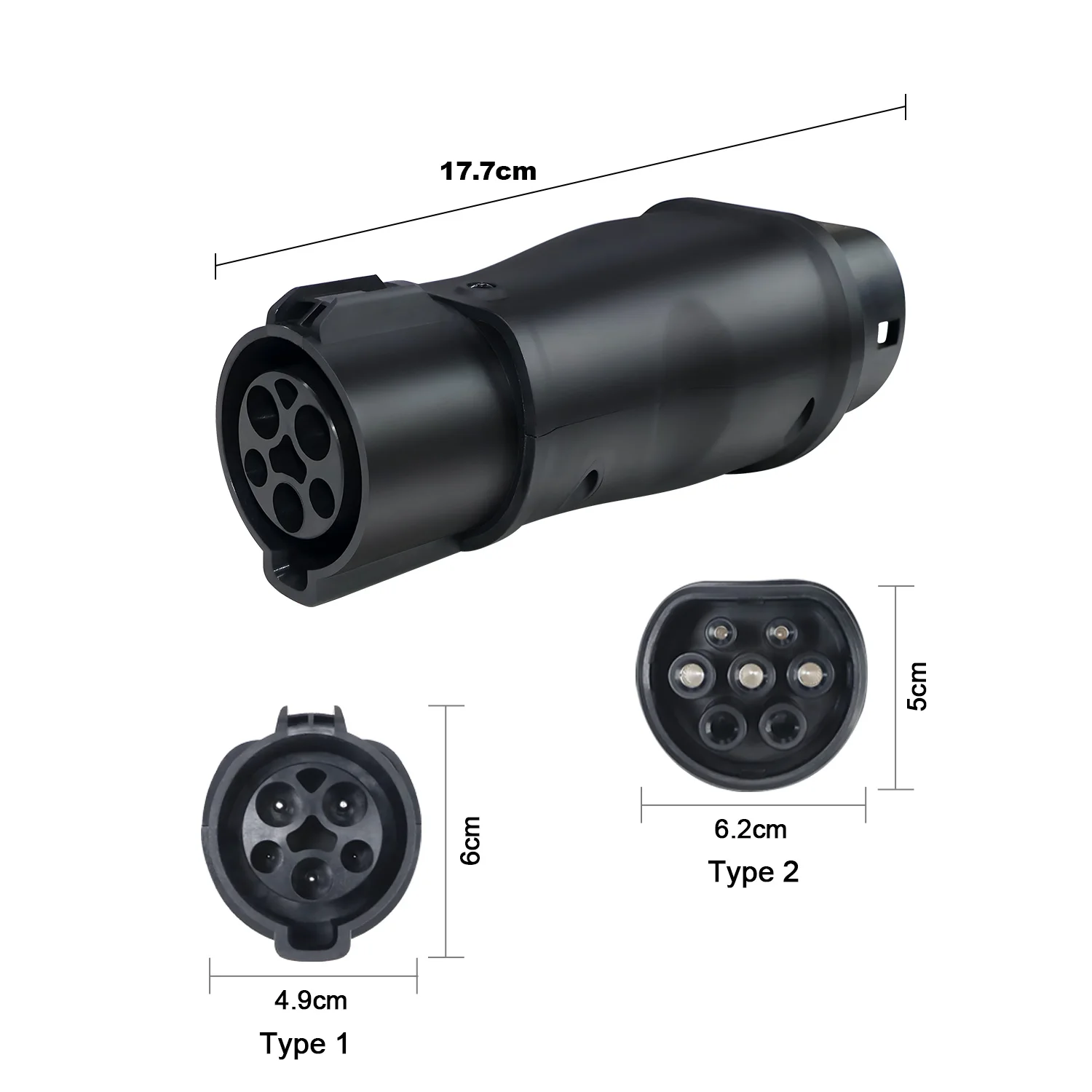 Kolanky EV Charging Adapter 32A 7.2KW Type 1 To Type 2 Home Charging For EU Electric Vehicle Hybrid Cars Conventer