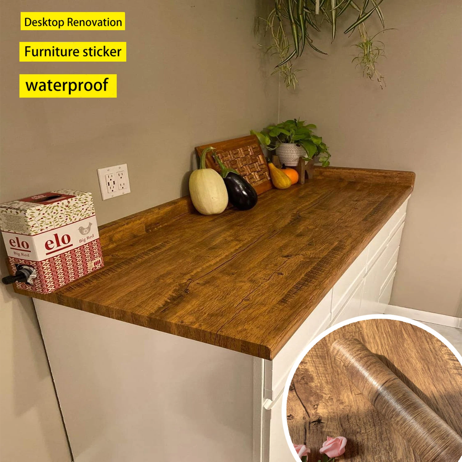 

1 рулон ПВХ маслостойкая наклейка под дерево самоклеящиеся обои для кухонной столешницы, мебели, шкафа, стола, ремонта стен