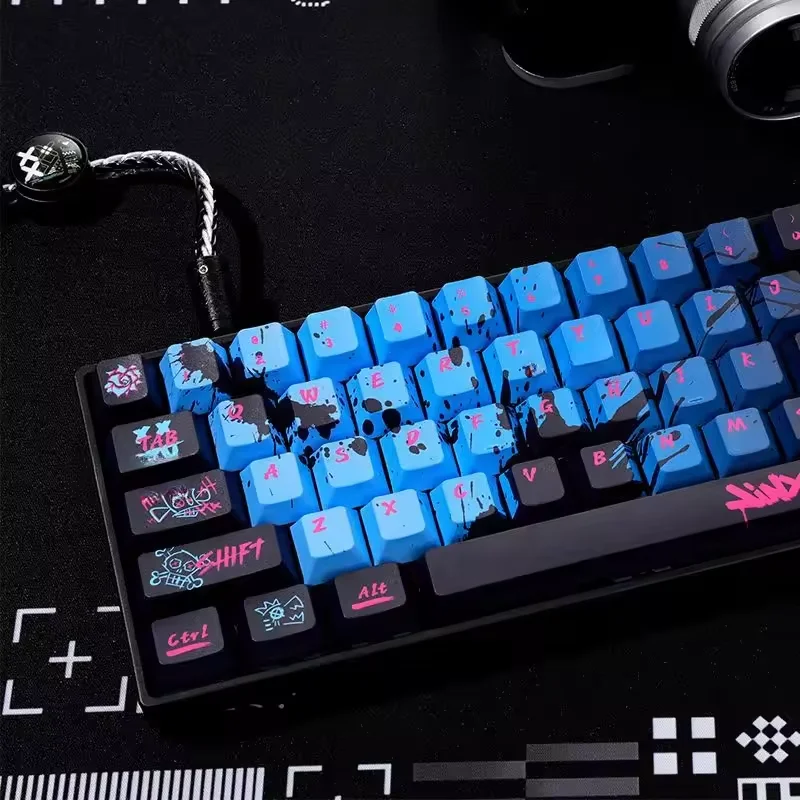 130 Keys Arcane Jinx Keyboard Keycap Original Height Color BPT Key Cap Hot Swap Mechanical Keyboard Anime Keycaps Accessories