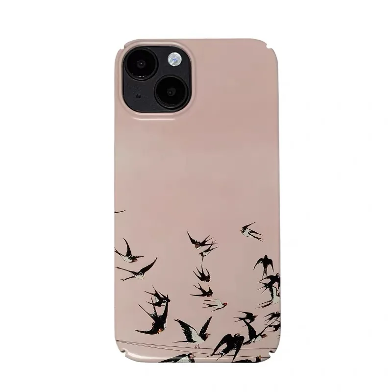 

Pink Group of Flying Swallows Phone Case for IPHONE 17 Air 16E 15 PROMAX 14 Plus 13 12 MINI 11 PRO 16Plus XR Acrylic Phone Cover