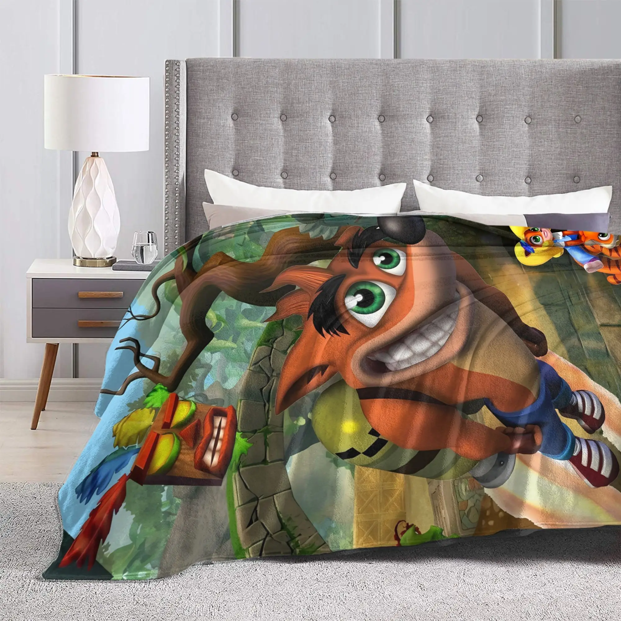 Crashs Bandicoots Plush Blanket Girls Boys  Flannel Throw Blanket For Living Room Super Soft Custom Quality Bedspread Gift Idea