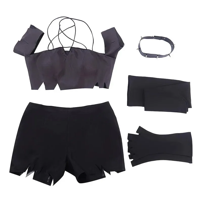 

Костюм для косплея Helluva cos Boss для Loona Loony Toony, женский жилет с воротником, шорты, черный униформа, наряд для вечеринки на Хэллоуин; 3,v'5.