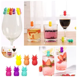 6 Pieces Wine Glass Charms Drink Markers Cute Pineapple Glass Identifiers Silicone Pineapple Wine Glass Marker For Adhesive Cups