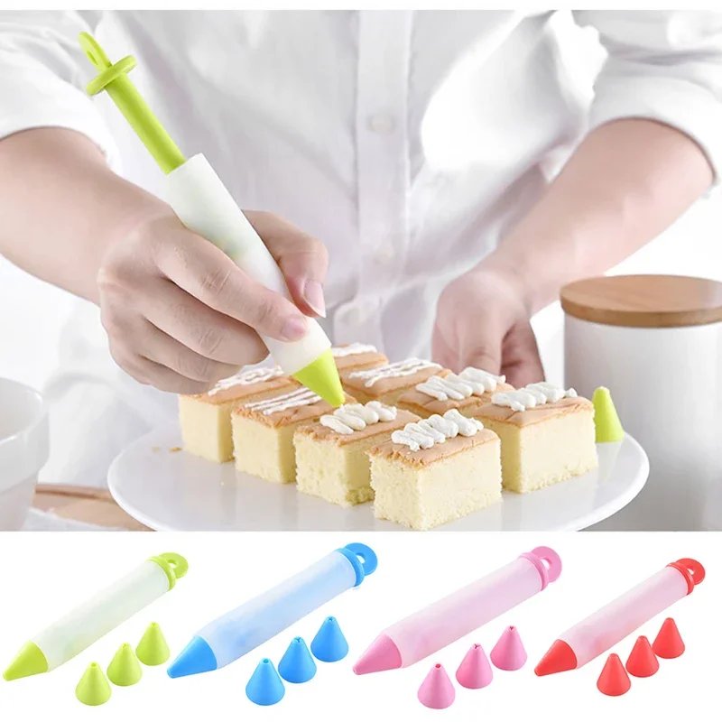 Silicone Food Writing Pen Chocolate Decorating Tools Cream Cup Cake Mold Piping Pastry Cookie Icing Nozzles Kitchen Accessories