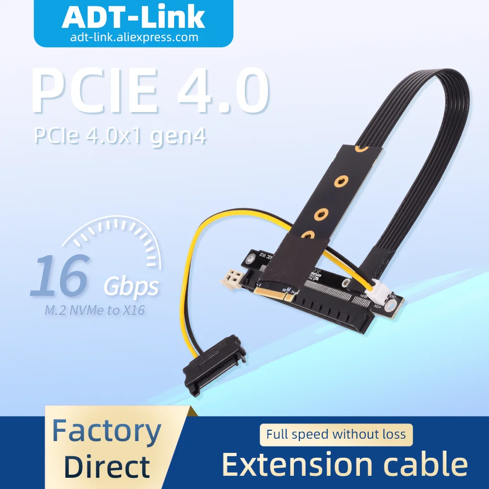 

ADT-Link PCIe 4.0x16 to M.2 NVMe Extension Cable Compatible A/N Card Bandwidth x1 Riser For GTX RTX Graphics Video Card BTC