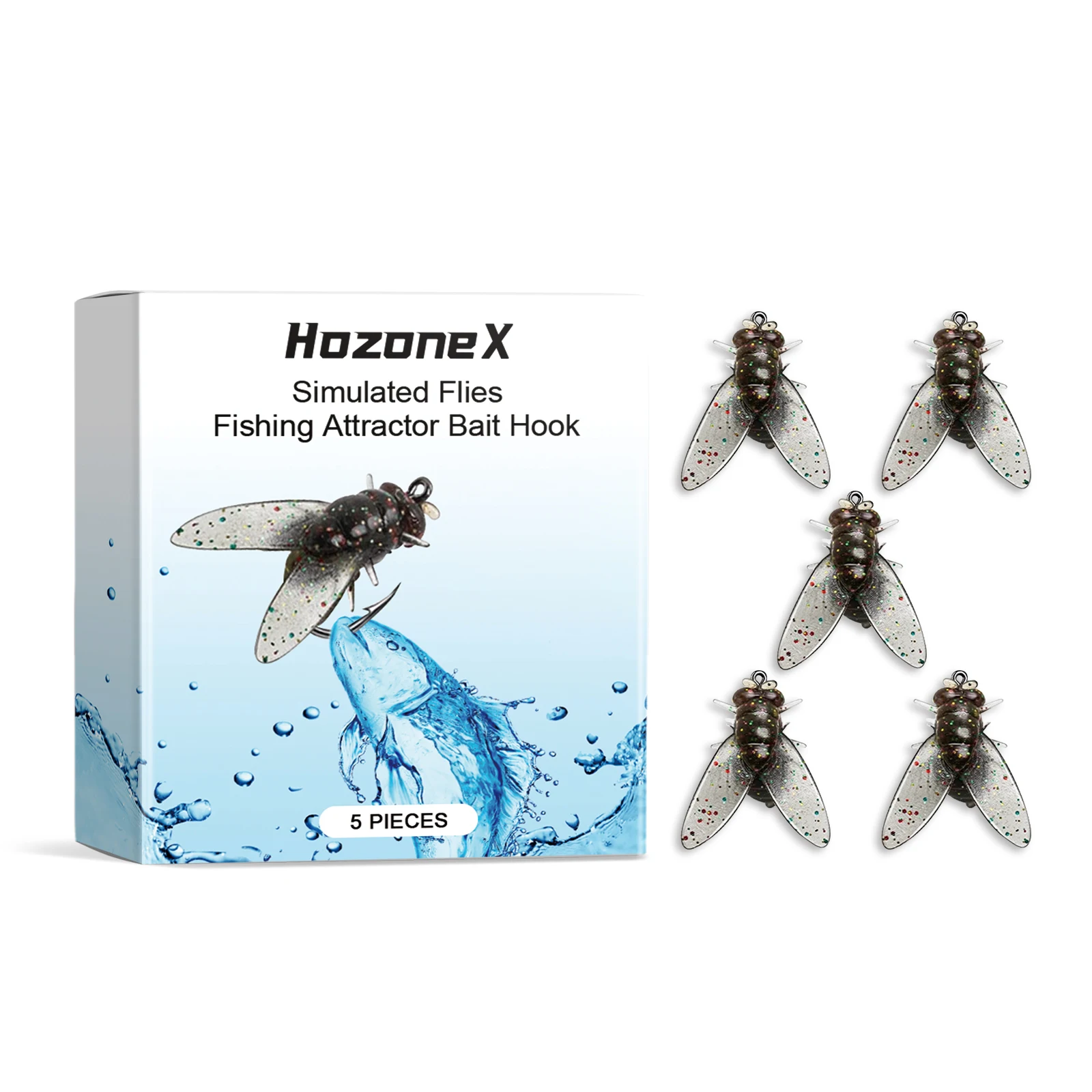 

HOZONEX Simulation Soft Biomimetic Insect Fly Hook Fake Bait Fishing Mouth White Strip