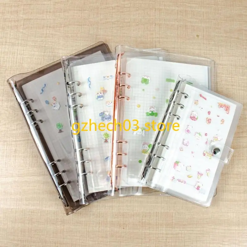 G2AC Clear Notebook Prolders 6 Rings Plannner Binder Soft Binder with Snap Button Closure Dollable Binder Binder