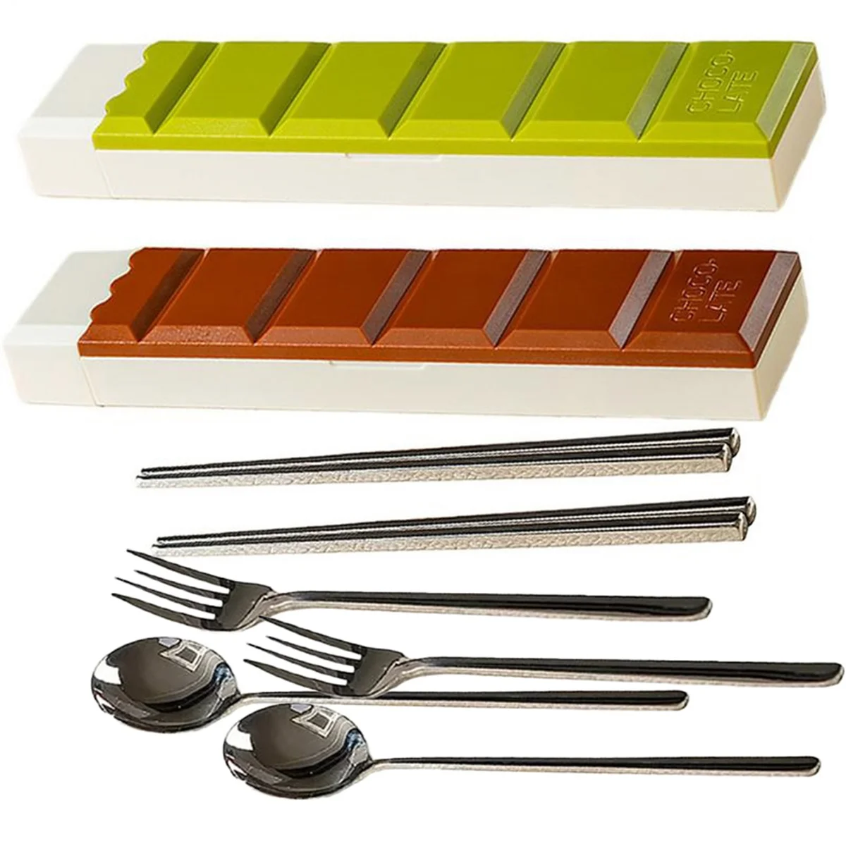 

A44U 2Pcs Portable Cutlery Set Stainless Steel Silverware Set with Case for Outdoor Travel Camping Flatware Set
