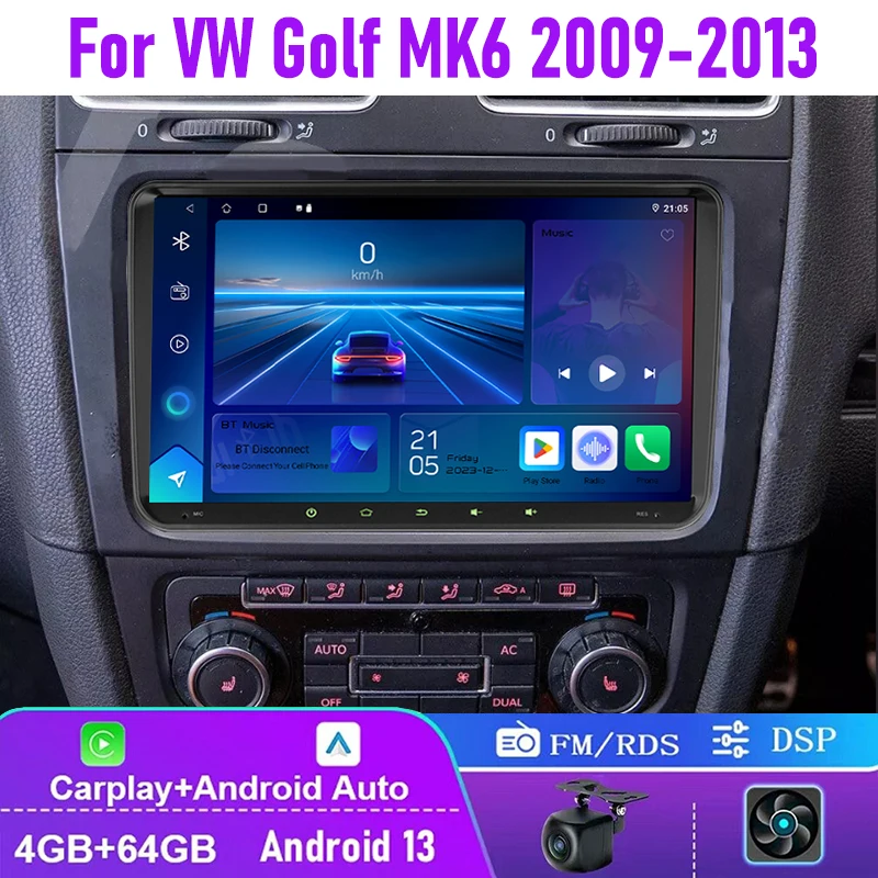 

9" For VW Golf MK6 2009-2013 Car Stereo Radio Apple CarPlay Android Auto Head Unit GPS Navi 4-64GB