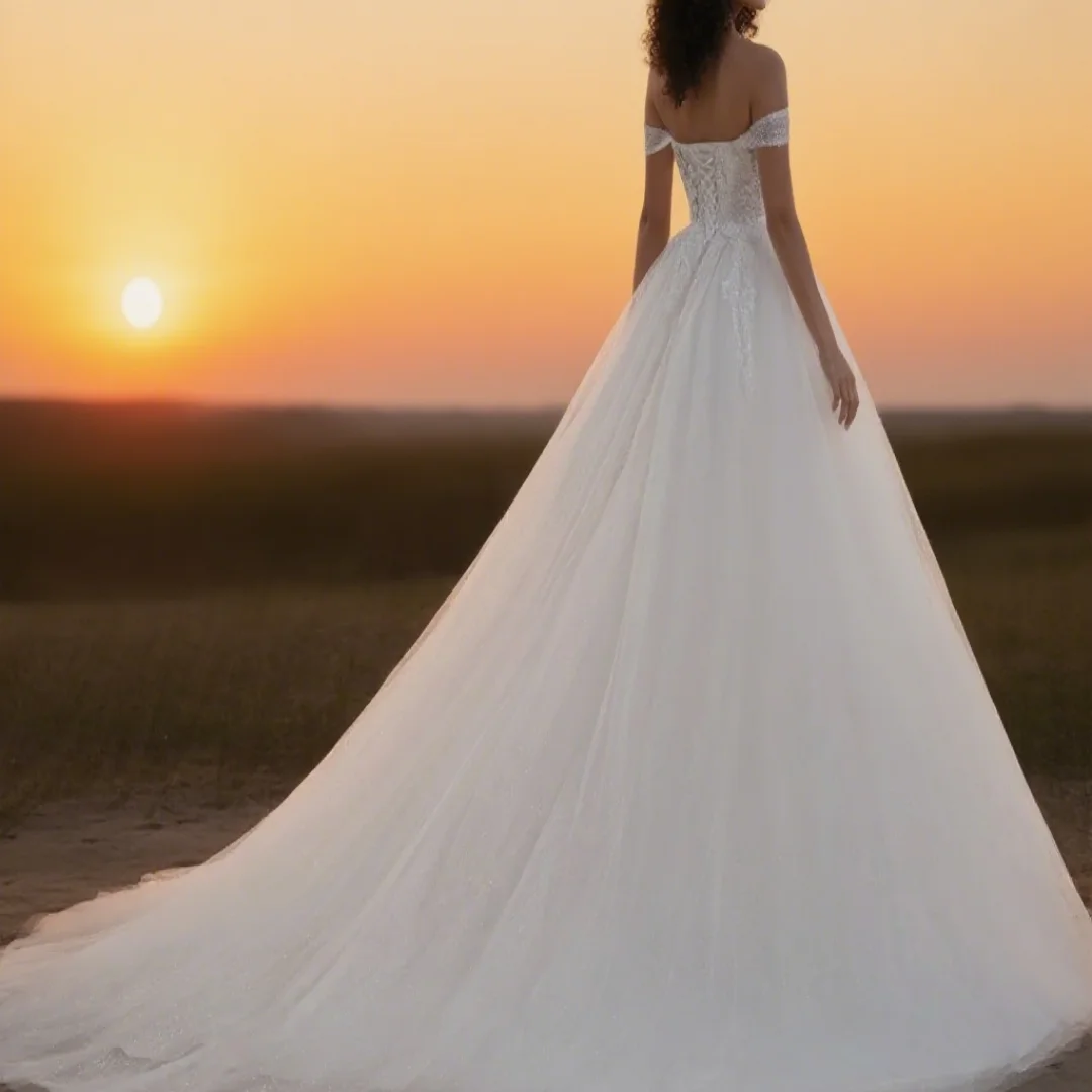 Customized beloved love sequined Bohemian style wedding dress. Sleeveless wedding formal dress for bride.