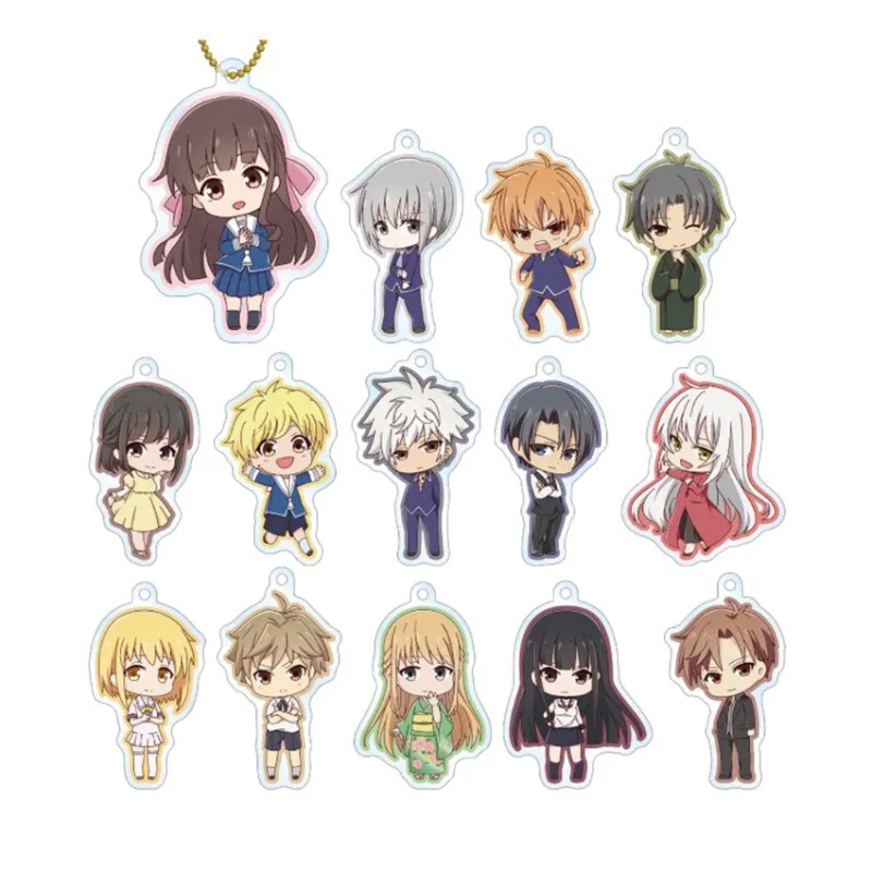 Canasta de Frutas ‌ Kureno Sohma ‌ Ritsu Sohma ‌ Kyo Sohm ‌ Yuki Sohma ‌ Llavero Acrílico Dorado de Ayame Sohma, Lindas Figuras de Anime