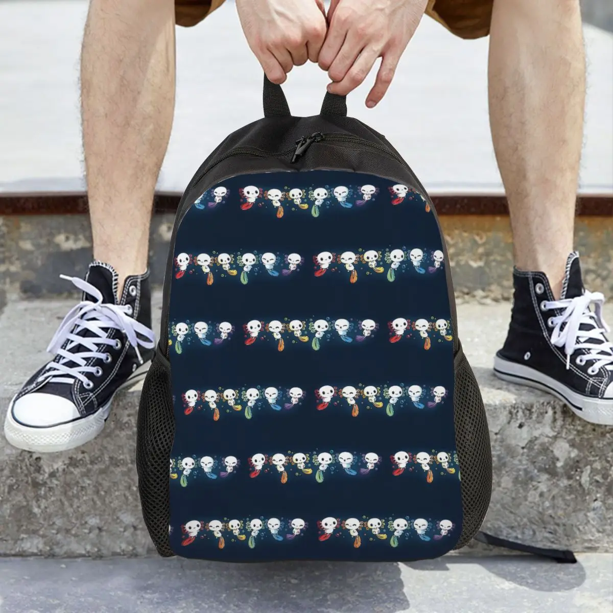 Colorful Axolotl Stacked Together Backpack Daypack Large Capacity Boys Girls BookBag School Bag Shoulder Bags for Men Women