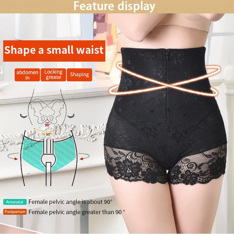 Burvogue High Waist  Butt Lifter Shapewear Slimming Underwear Waist Trainer Tummy Control Panties Sexy Lace Body Shaper Shorts