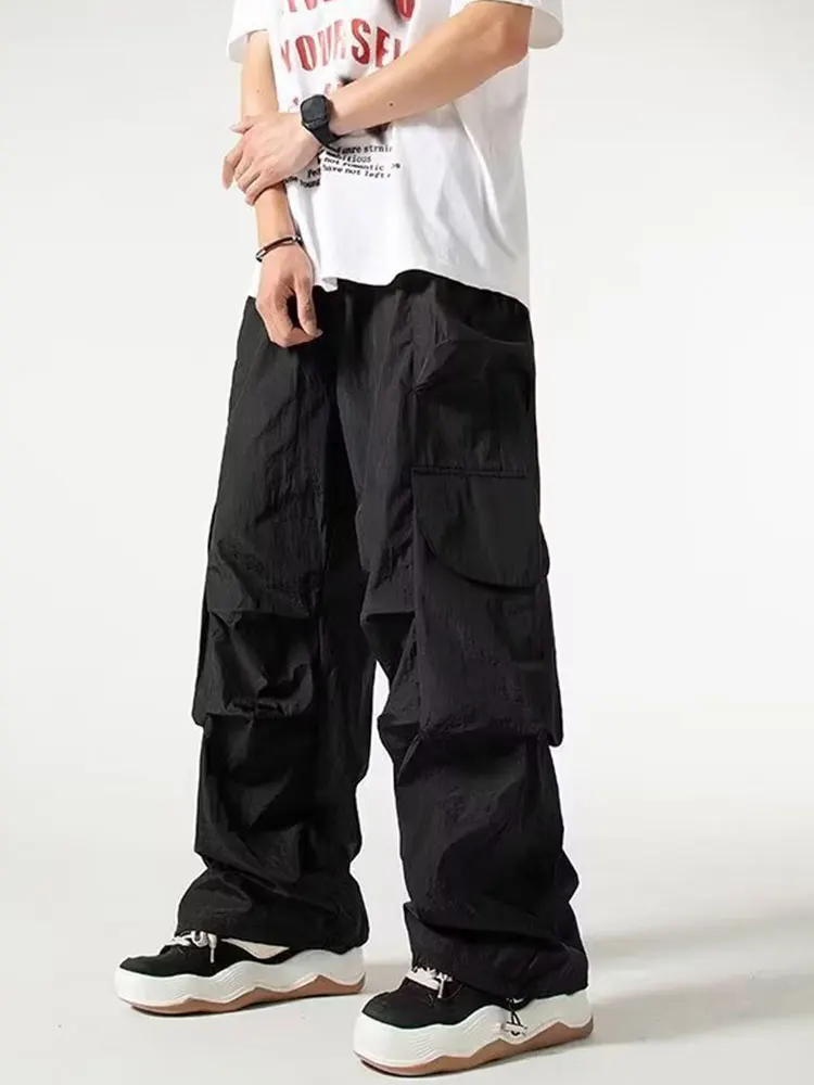 

Trendy Streetwear Work Pants Men Summer American Retro Casual Big ket Haome Functional Wide Leg Straight Leg Pants