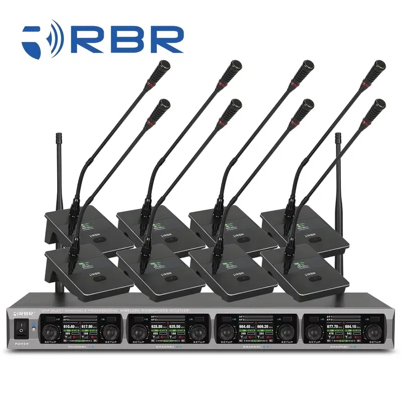 Hot Sale BM7078 8-Channel Gooseneck Conference Wireless Microphone System Lavalier Style with 600 Frequencies Multi-Channel