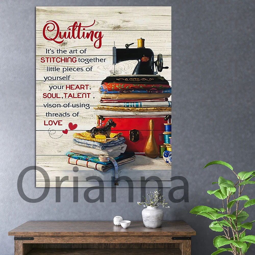 

Wall Art Home Decor Hd Print Quilting Is The Art Of Stitching Together Vintage Poster Canvas Painting Quilting Sewing Lover Gift