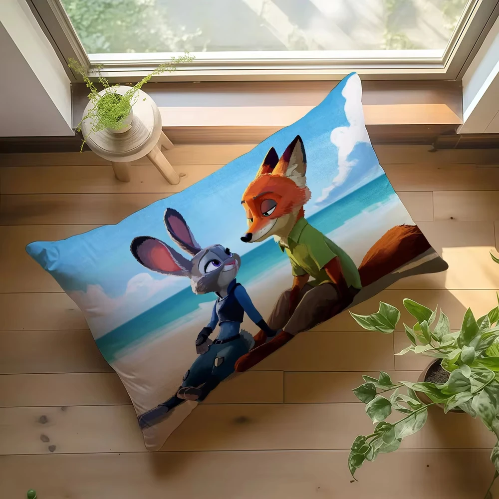 漫画 Z-Zootopia 2 ジュディ & ニック プリント長方形枕カバーソファクッションカバーホームベッドルームルーム装飾枕カバーギフト