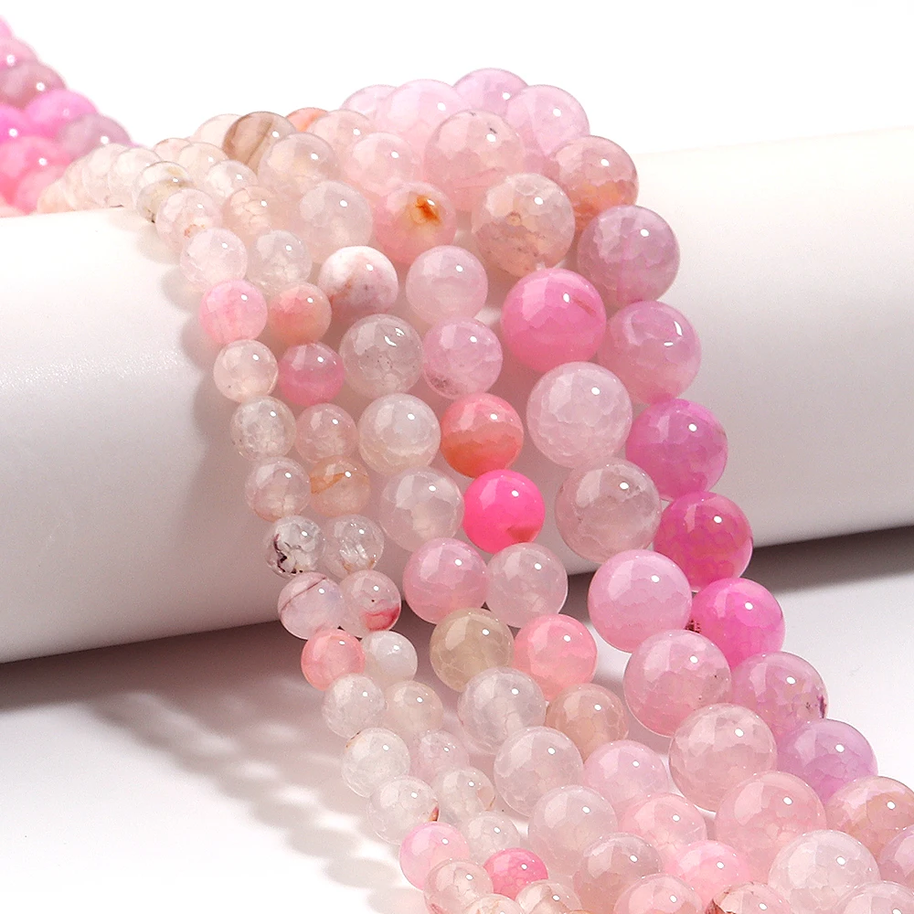 6/8/10mm Naturstein Perlen Rosa Drachen Muster Achat Runde Lose Perlen Für Schmuck Machen DIY armbänder Halskette Zubehör
