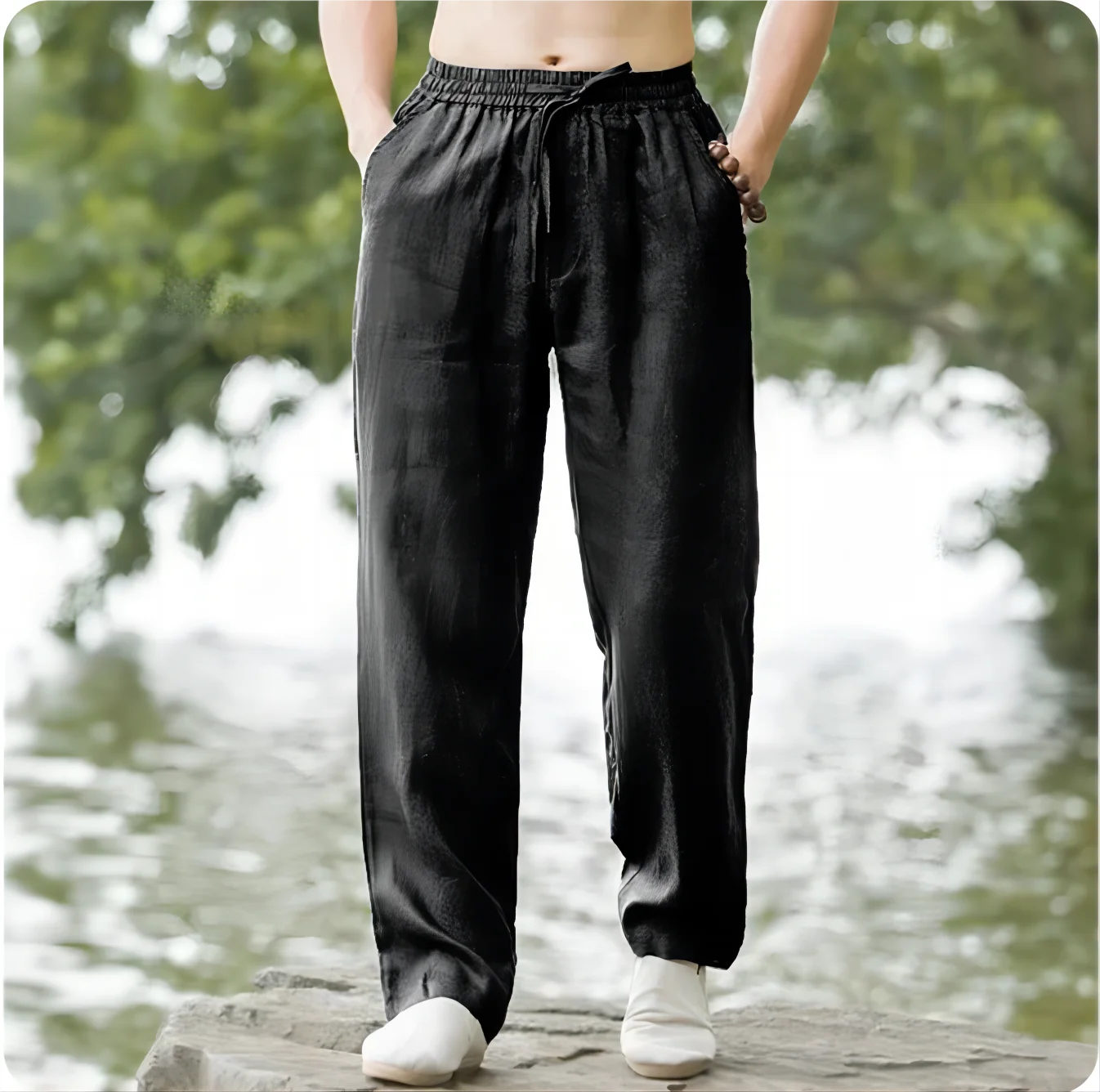 Men's Beach Pants Joggers Streetwear Cotton Linen Sweatpants Casual Pants Hawaiian Vacation Loose Summer Long image 2
