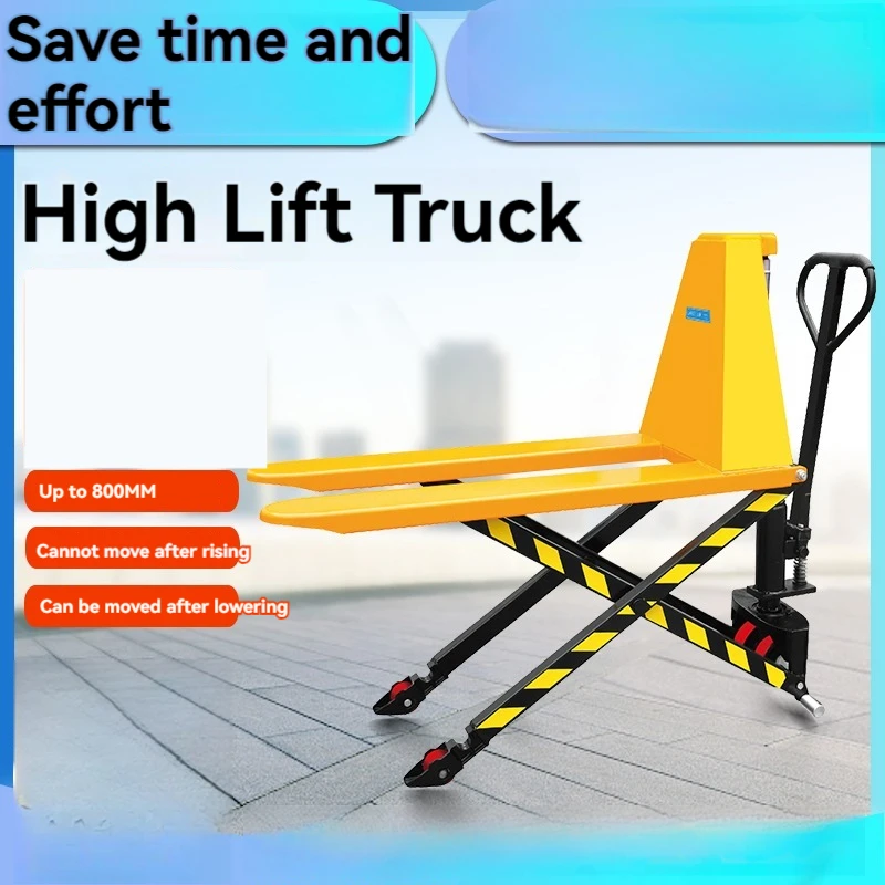 

Scissor type high lift truck 1 ton manual hydraulic ground cow 1.5 ton high lift electric lifting platform forklift