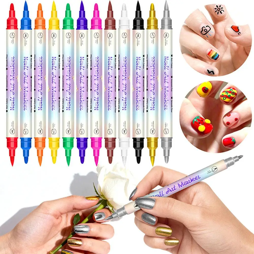 

Quick Dry Nail Art Pens 12 Colors 0.5mm Extra Fine Liner Waterproof Acrylic Paint Markers for Easy DIY Manicure at Home