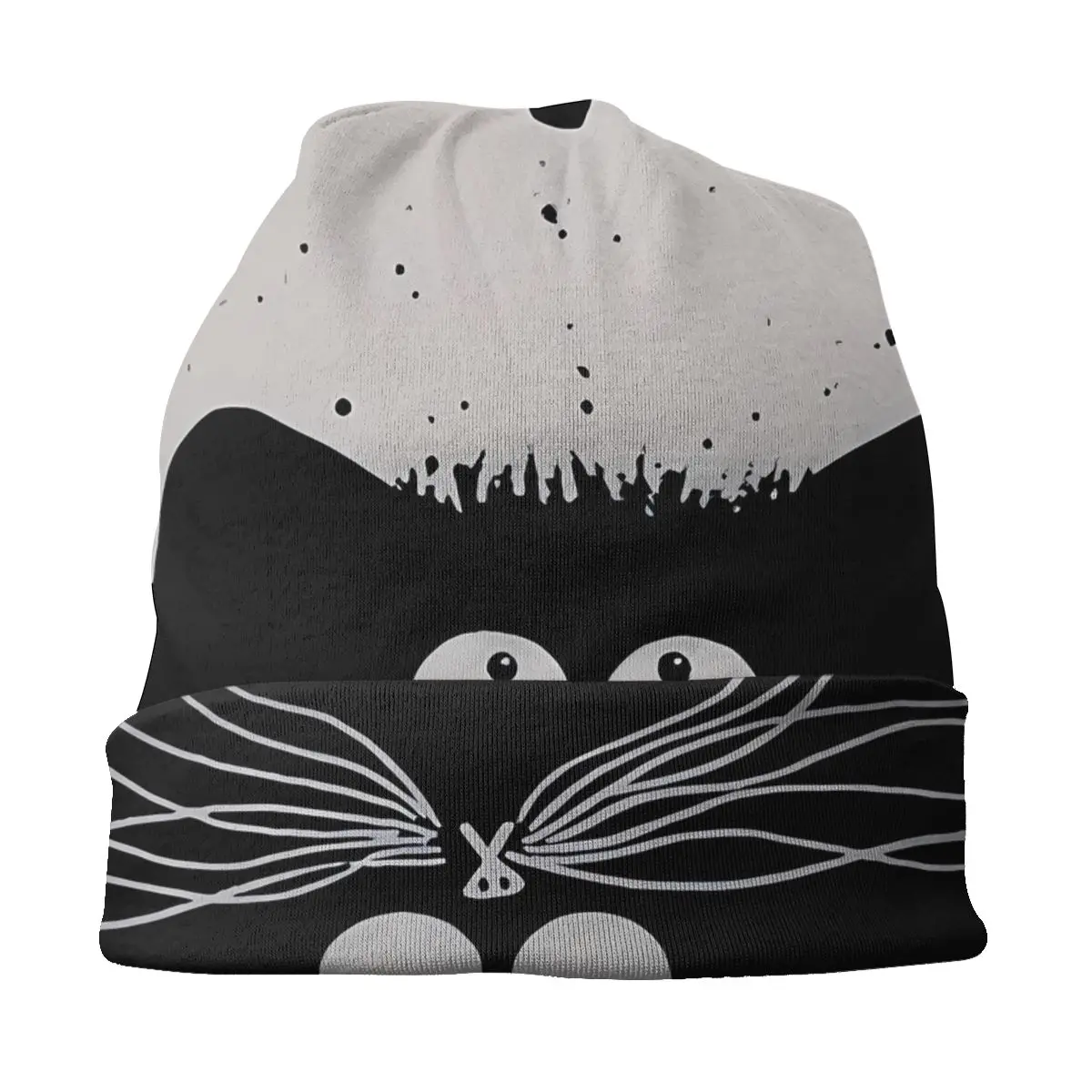 Cute Black Cat Skullies Beanies Caps Cat Thin Hat Autumn Spring Bonnet Hats Men Women\'s Unisex Ski Cap