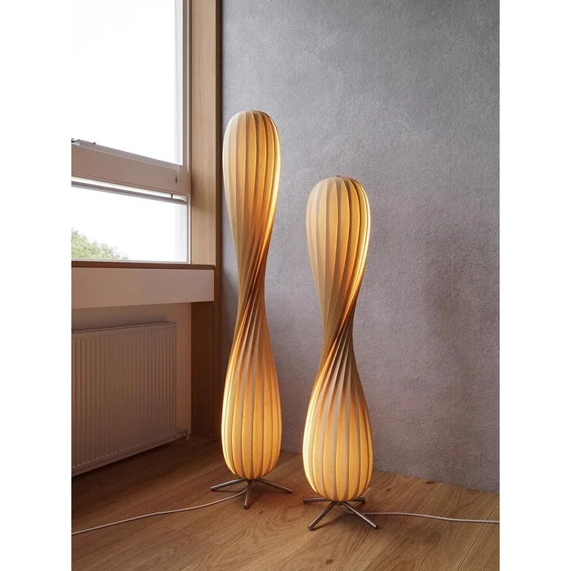 

Wabi Sabi Japanese Minimalist Solid Wood Standing Floor Lamp Decorative Ambient for Living Room Sofa Side Bedroom Study LED