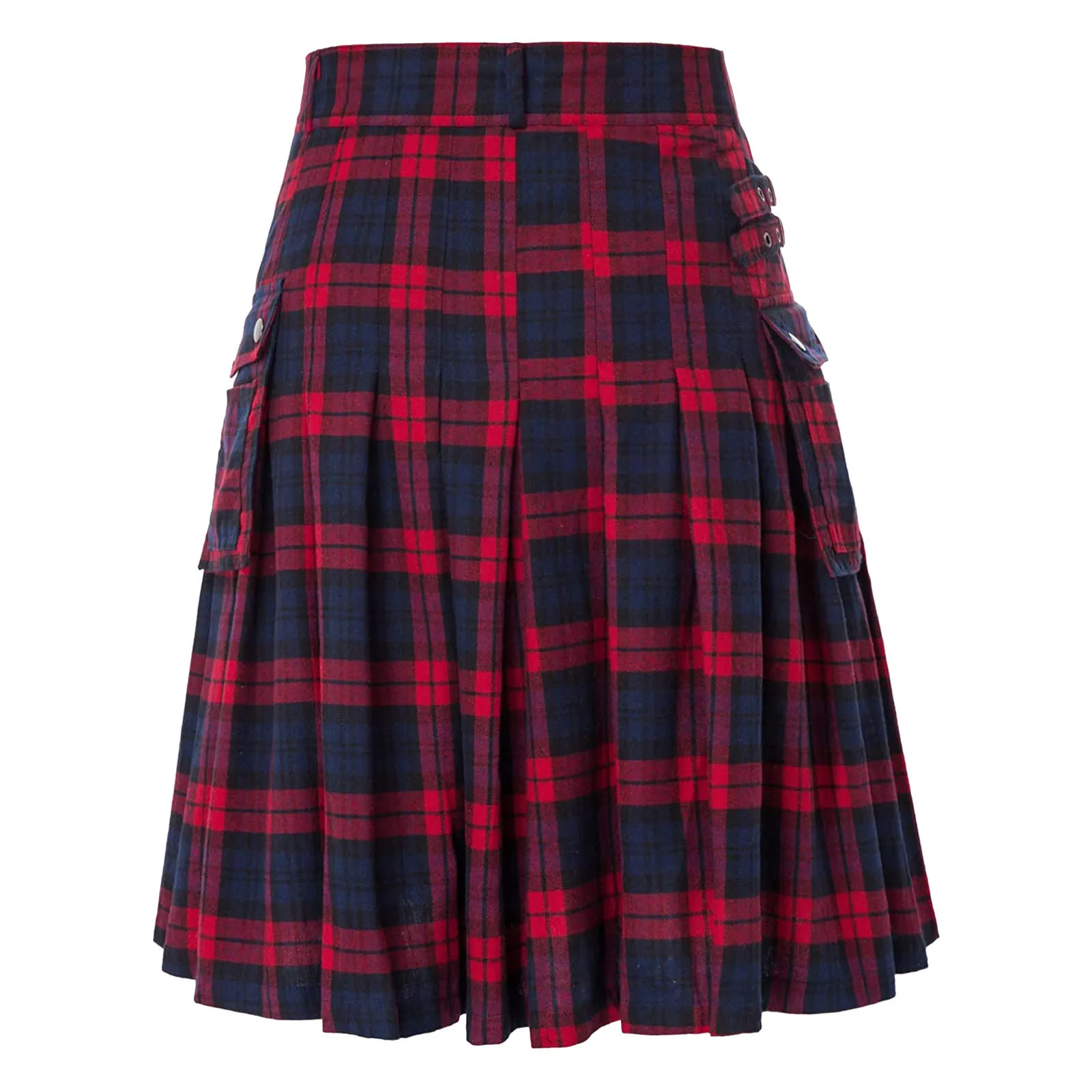 Plaid Traditional Kilt Utility For Mens Fashion Scottish Pleated Skirt Waistband Highland Vintage Knee Length Kilt Male Skirts