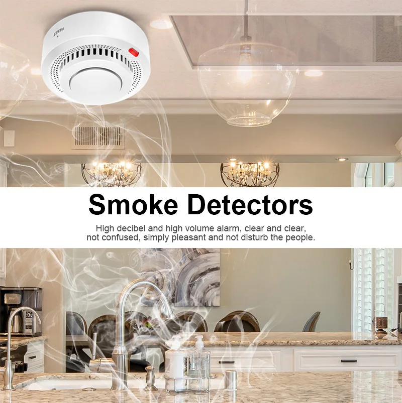 Aubess-Détecteur de fumée Wi-Fi Tuya, alarme de fumée, protection contre les incendies, système de sécurité domestique via l'application Smart Life