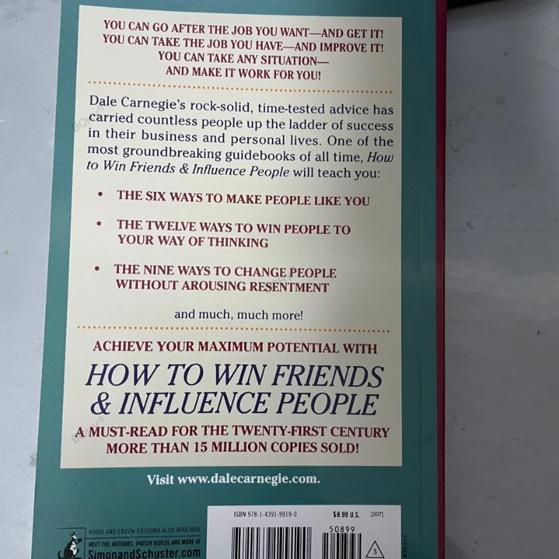 Cómo ganar amigos y influenciar a las personas de Dale Carnegie Habilidades de comunicación interpersonal Libro de lectura de autoprotección para adultos