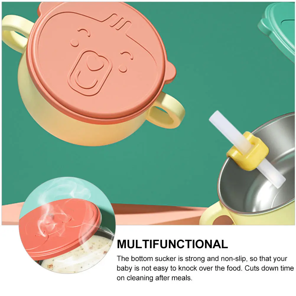 

1 шт. пластиковая настенная миска для кормления младенцев с двумя ручками, съемная, для прикорма, с нескользящим креплением на присоске