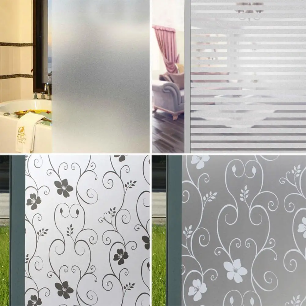 Window Privacy Film Frosted Glass Film Sun Blocking Self-adhesive Heat Blocker Opaque Glass Stickers for Bathroom Home Office