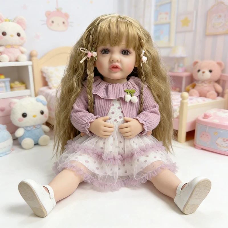 

Кукла Бетти с голубыми глазами, 55 см, реалистичная, мягкая, с полностью виниловым телом