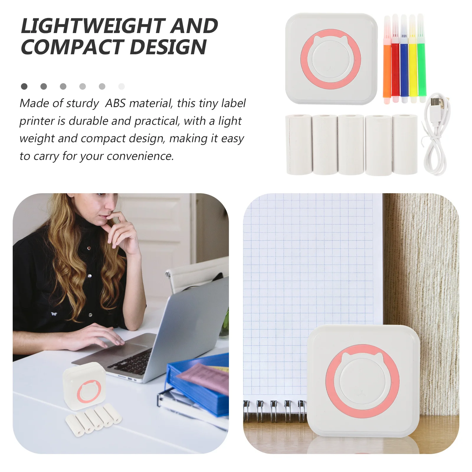 

1Set Wireless Mini Label -Free Portable Compact Label Maker for Office Student Household Sticker Printing with