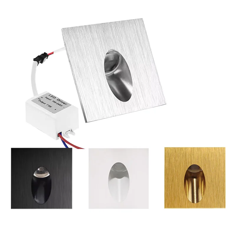 Dimmable Aluminum Modern Brief LED Stair Light AC85-265V DC12V 1W 3W Embedded Spotlight Background Light Step Aisle Lamp