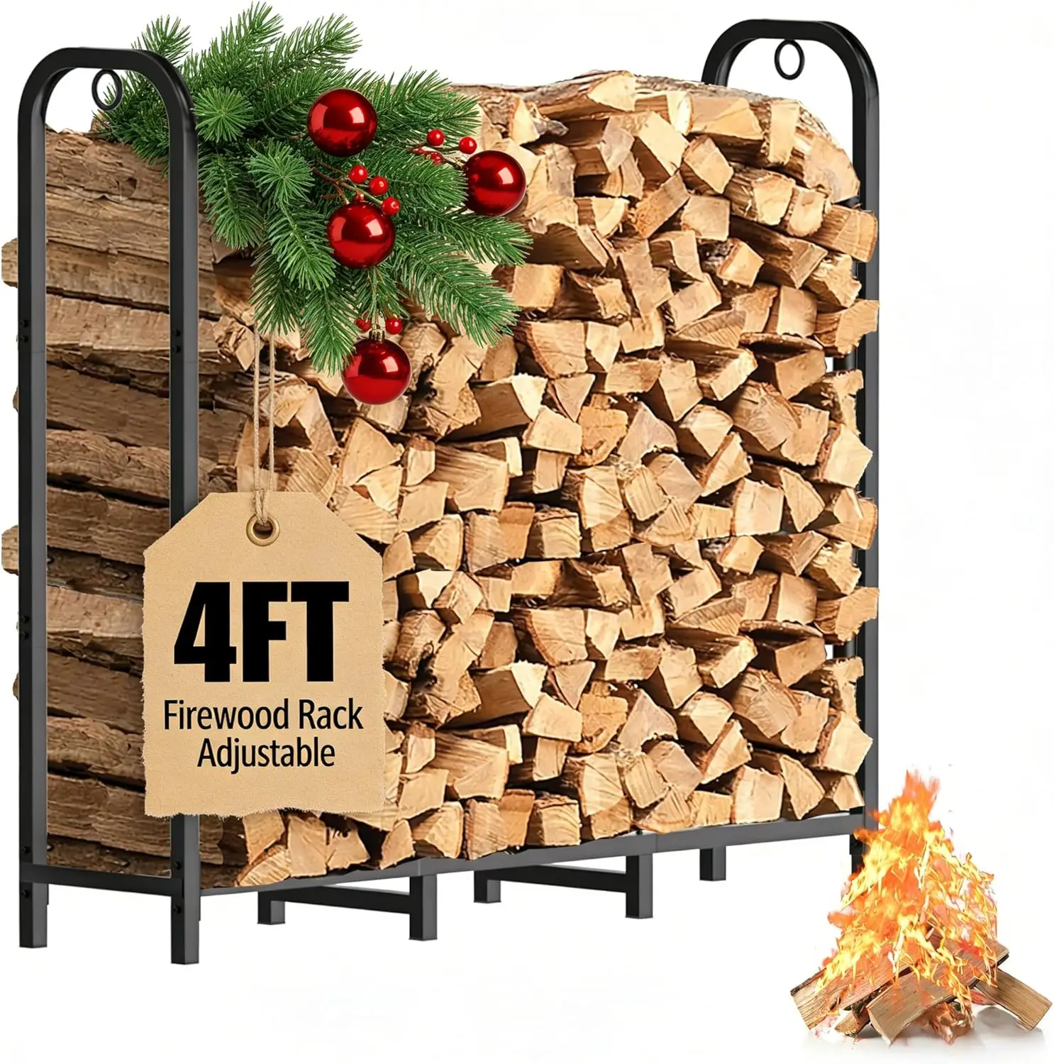 

Прочная металлическая подставка для дров для использования в помещении и на улице, черный органайзер для хранения дров