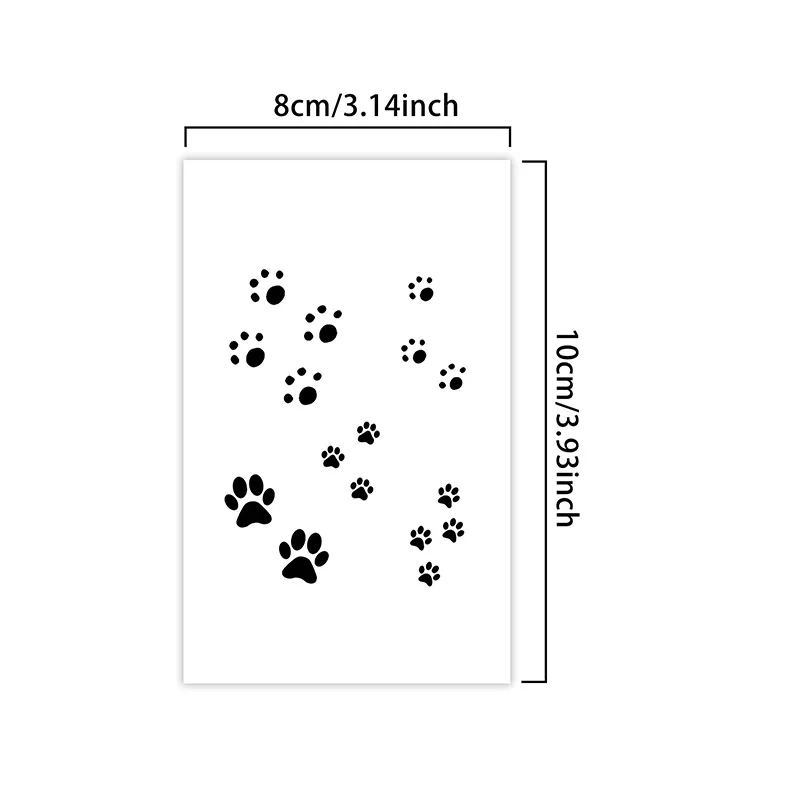 1Pc Small Animal Paw Prints Waterproof Temporary Tattoo Stickers, Long-lasting Waterproof for One to Two Weeks, For Women.
