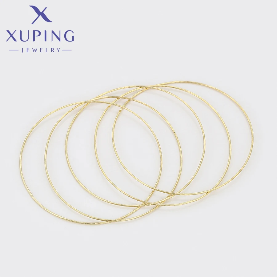 Xuping Jewelry New Arrival Simple Light Gold Color 6 Pieces Bangle Sets Copper Alloy Big Bangles for Women Gifts X000956631